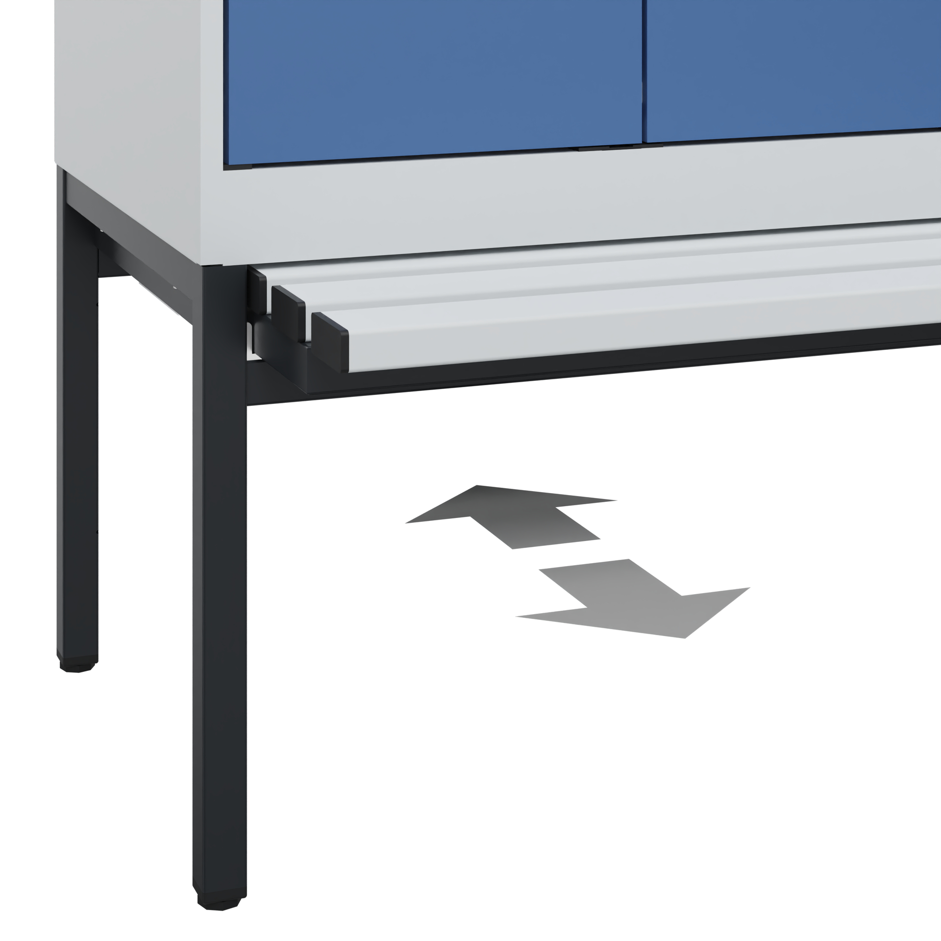 C+P PSA Schwarz-Weiß-Spind Evolo PLUS, Bank, 2 Abteile, 2120x600x815mm