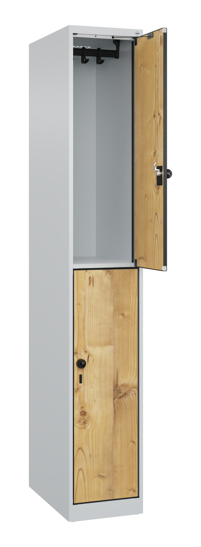 C+P Doppelst�ckiger Spind Evolo PLUS, 2 F�cher, 1850x300x500mm