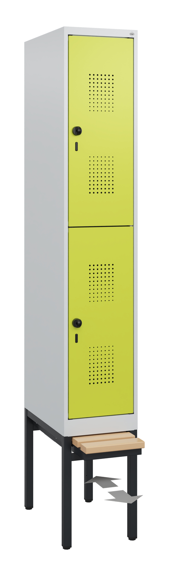 C+P Doppelstöckiger Spind Evolo PLUS, 2 Fächer, 1950x300x815mm
