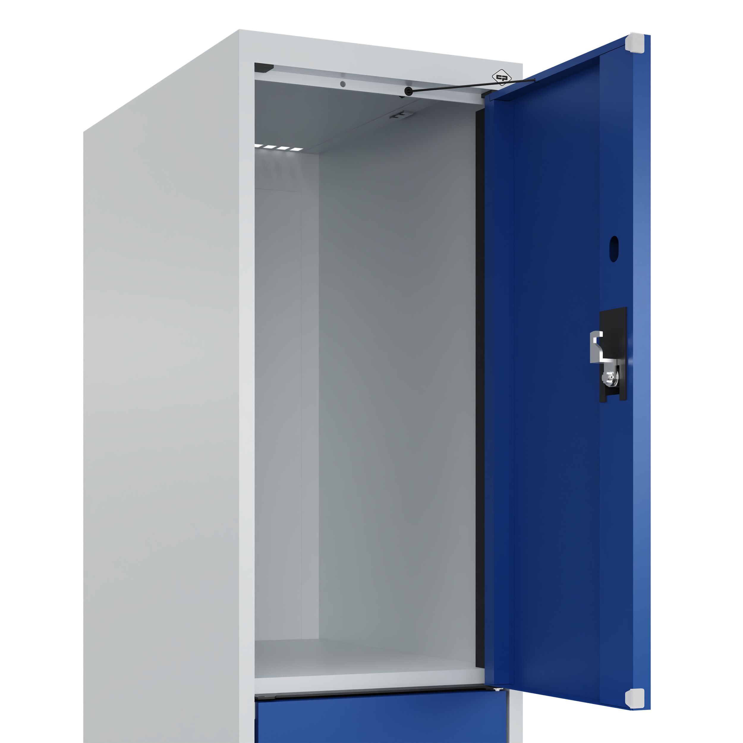 C+P Schließfachschrank mit Füßen, Evolo PLUS, 3 Fach, 1950x300x500mm, 7035/5010