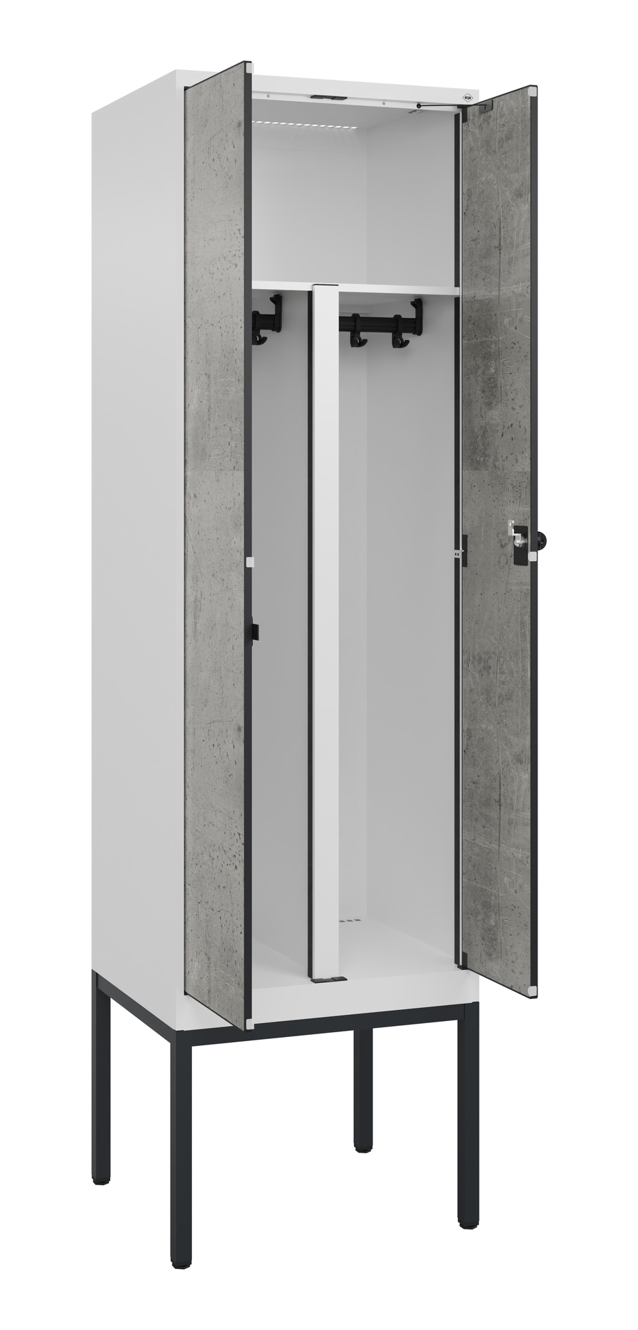 C+P PSA Schwarz-Wei�-Spind Evolo PLUS, Gestell, 2 Abteile, 2120x600x500mm