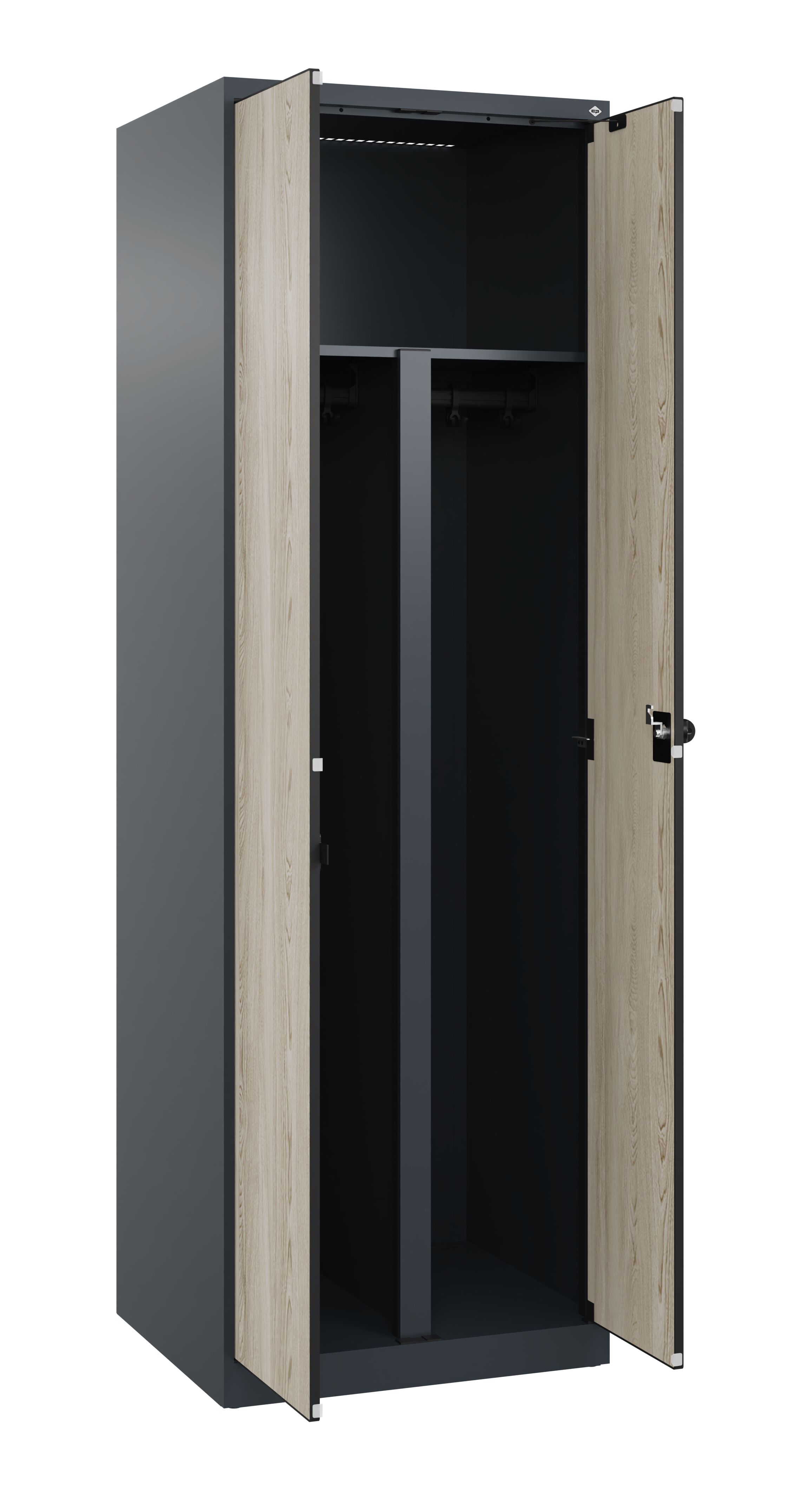 C+P PSA Schwarz-Wei�-Spind Evolo PLUS, 2 Abteile, 1850x600x500mm