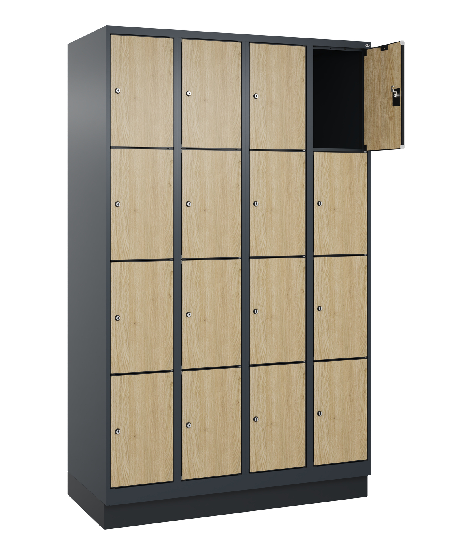 C+P Schlie�fachschrank Evolo PLUS, Sockel, 16 F�cher, 1950x1200x500mm