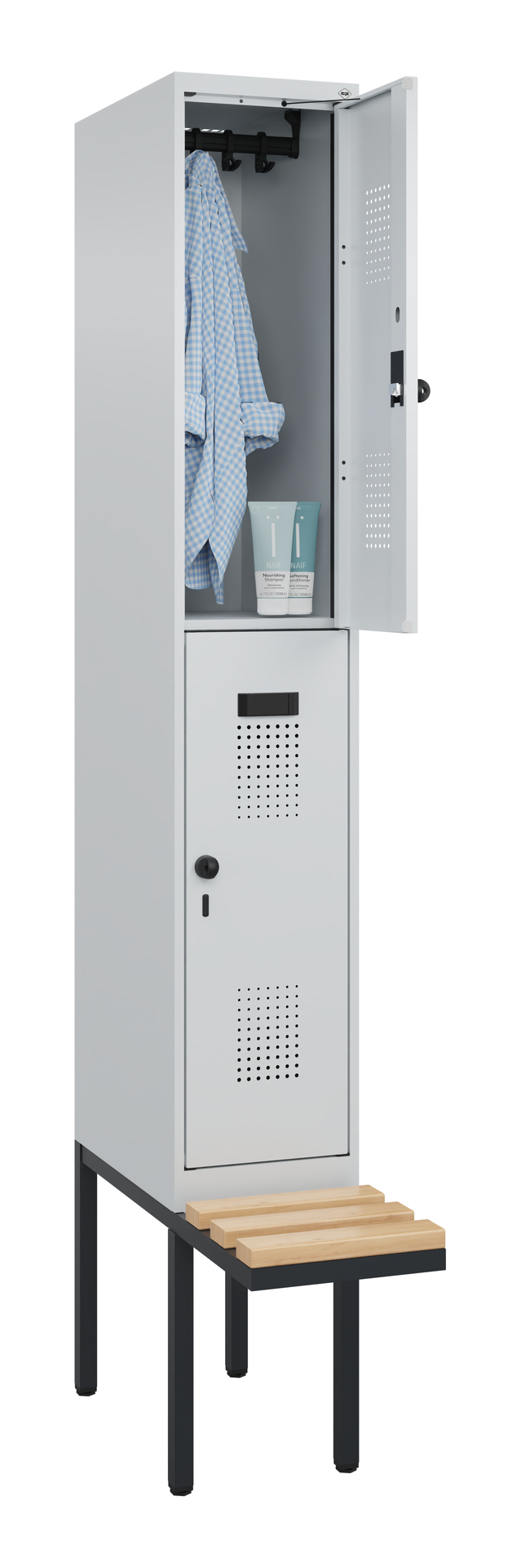 C+P Doppelstock-Spind Evolo PLUS, Bank, 2 Fächer, 