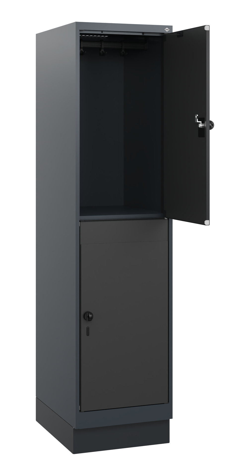 C+P Doppelst�ckiger Schulspind Evolo PLUS, Sockel, 2 F�cher, 1630x400x500mm