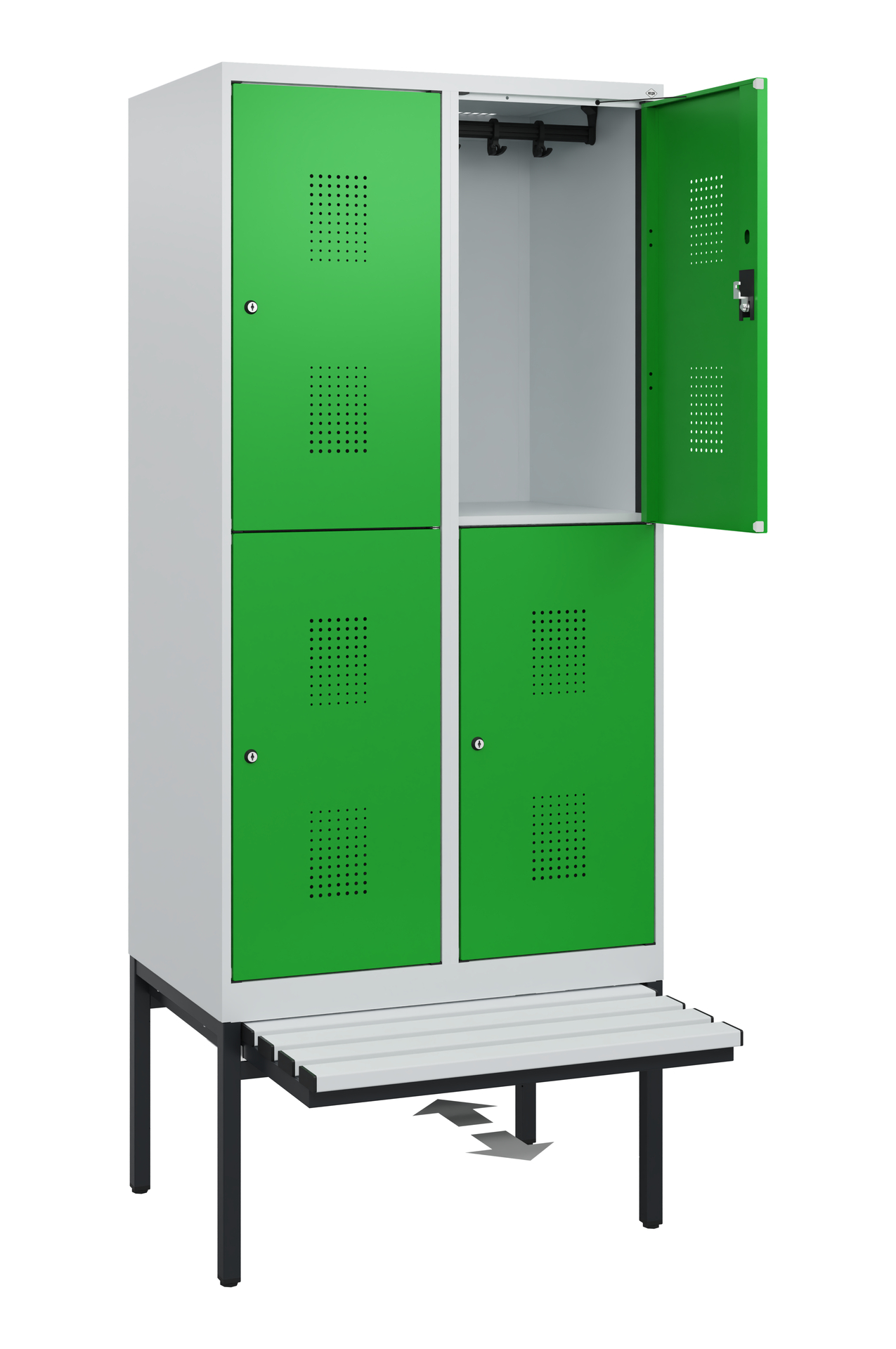 C+P Doppelstöckiger Spind Evolo PLUS, 4 Fächer, 1950x800x815mm