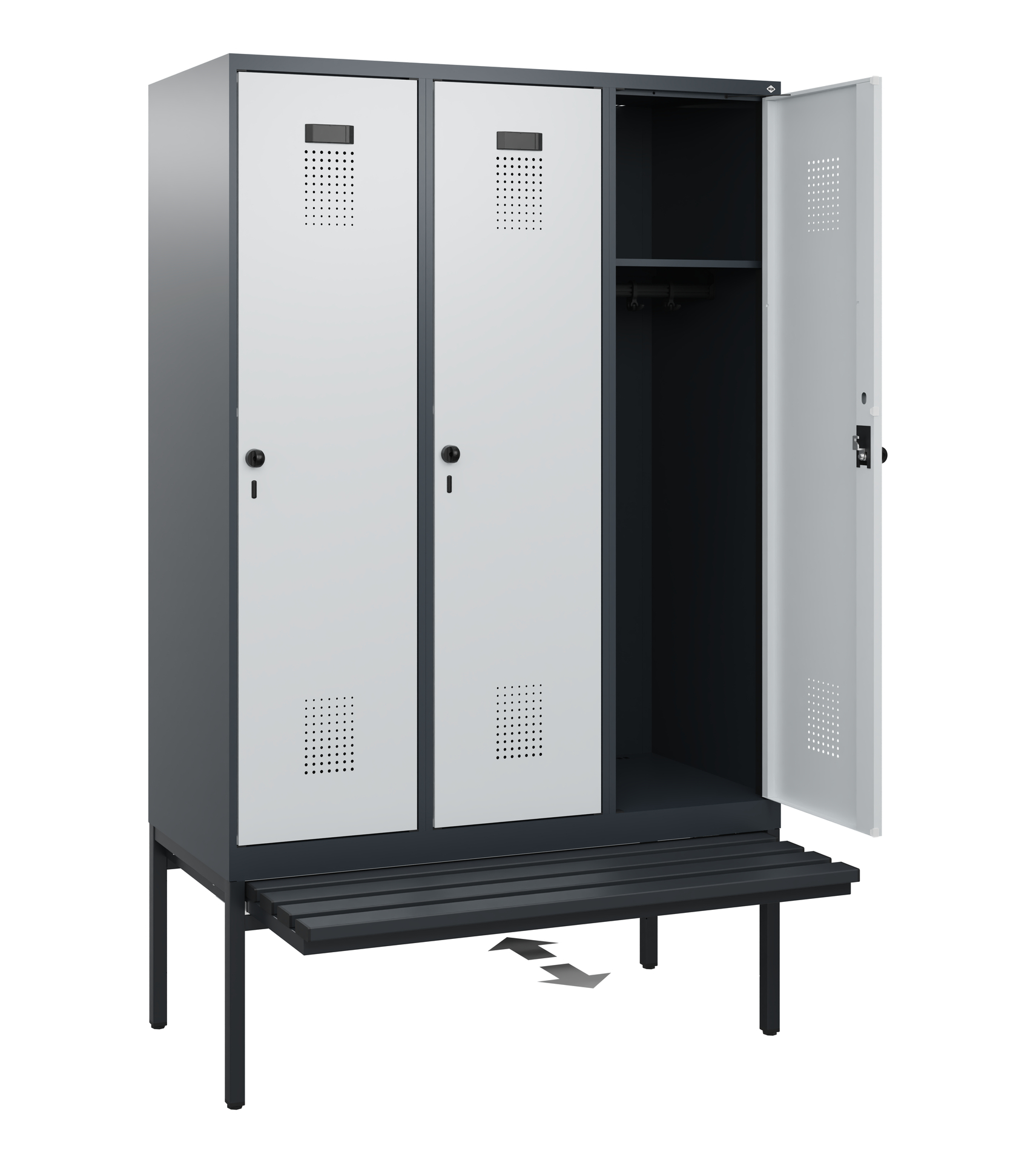 C+P Spind Evolo PLUS, Bank, 3 Abteile, 1950x1200x815mm