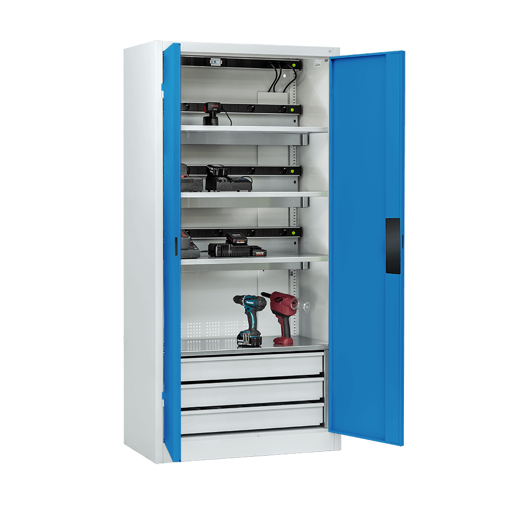 C+P Battery charging cabinet with ventilation, series Acurado