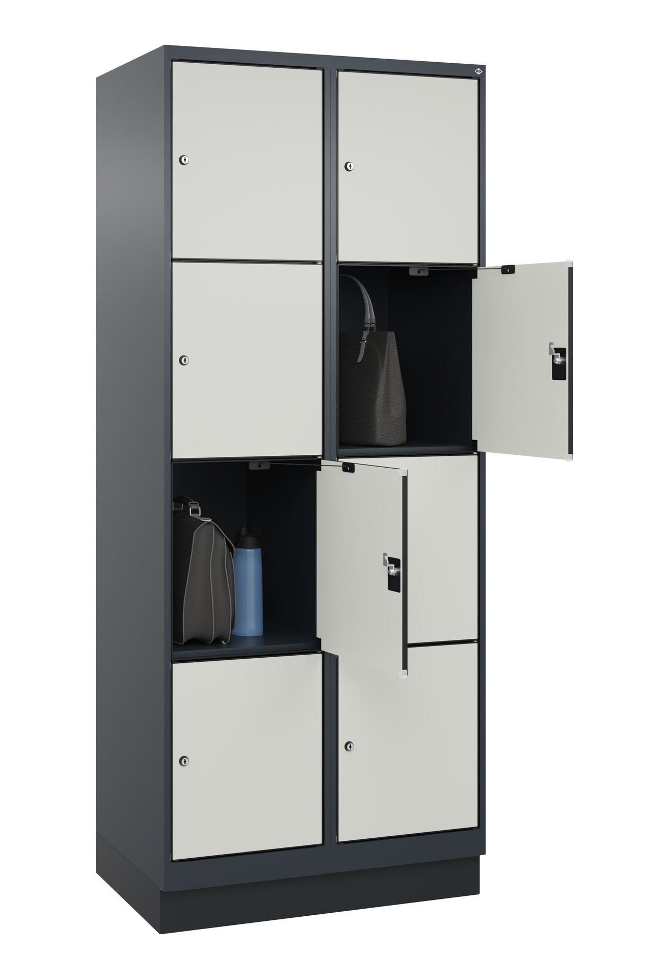 C+P Schlie�fachschrank Evolo PLUS, Sockel, 8 F�cher, 1950x800x500mm