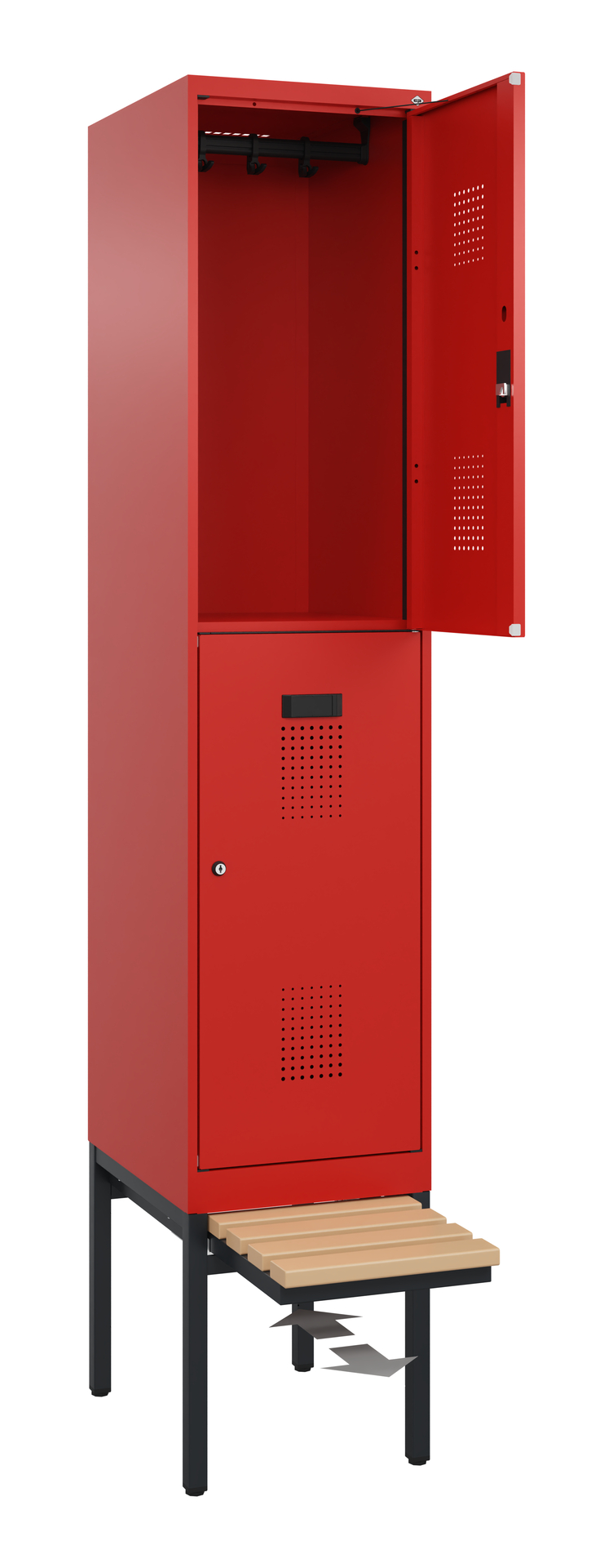C+P Doppelstöckiger Spind Evolo PLUS, 2 Fächer, 2120x400x815mm
