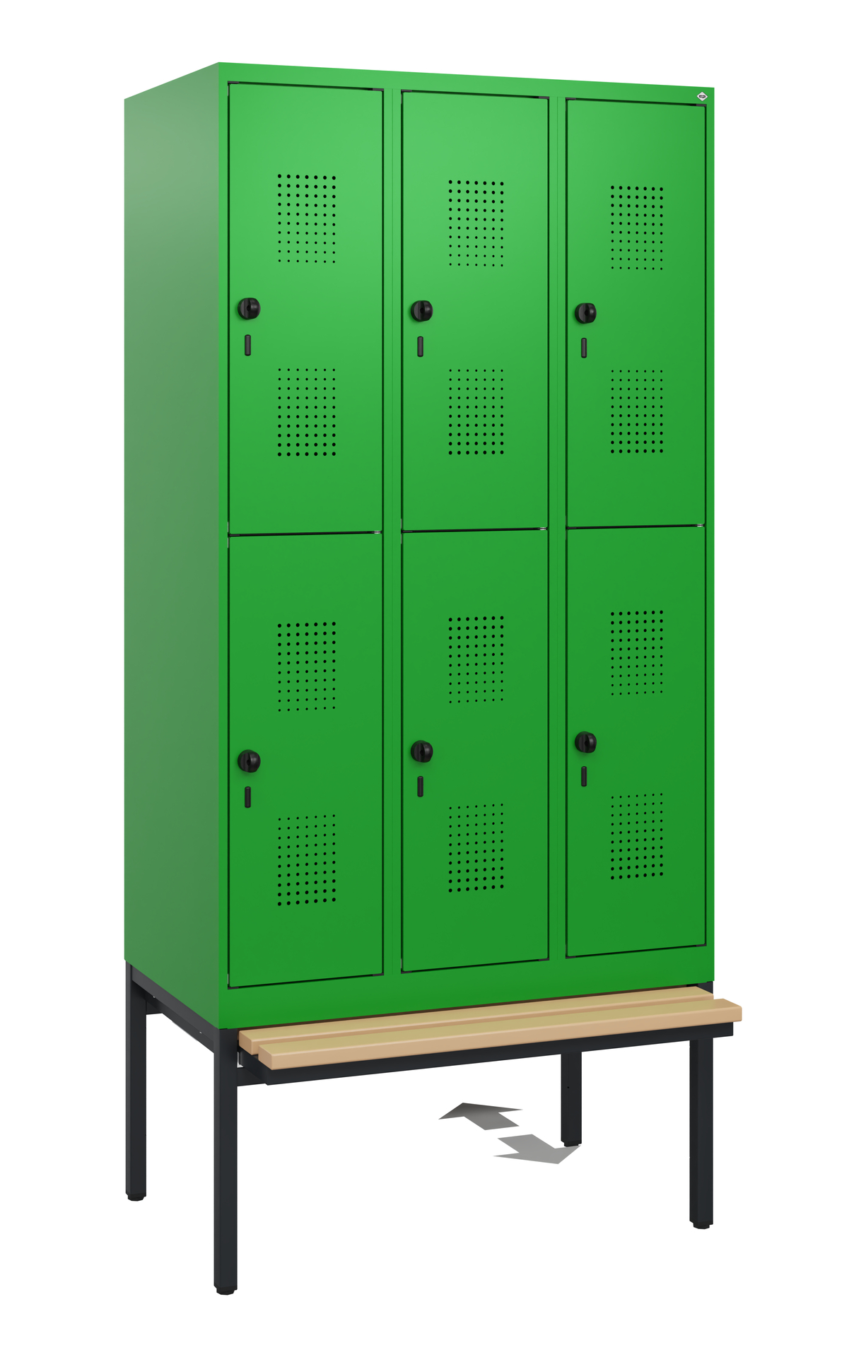 C+P Doppelstöckiger Spind Evolo PLUS, 6 Fächer, 1950x900x815mm