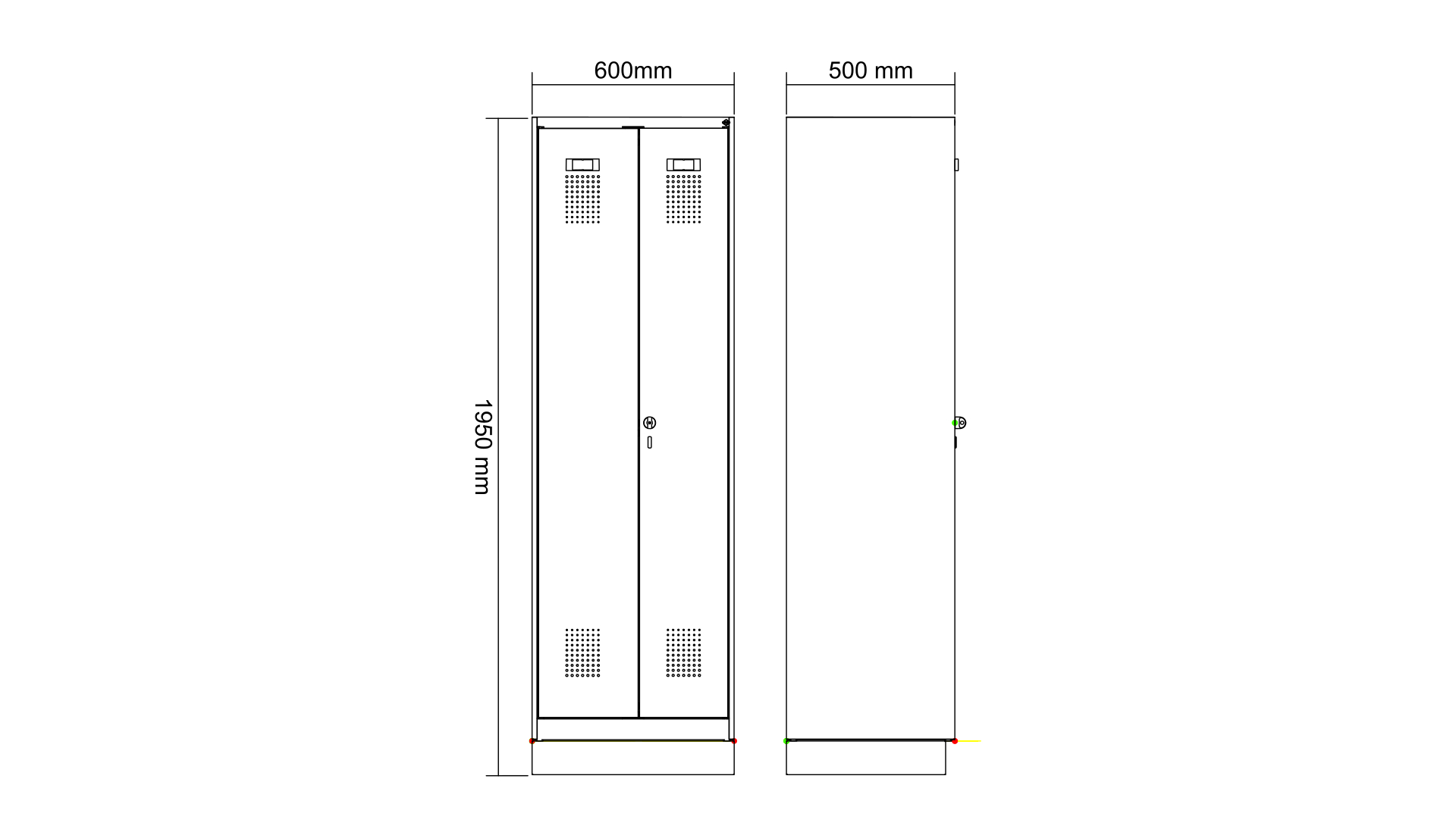 C+P Aufbewahrungsspind Evolo PLUS, 2 Abteile, 1950x600x500mm