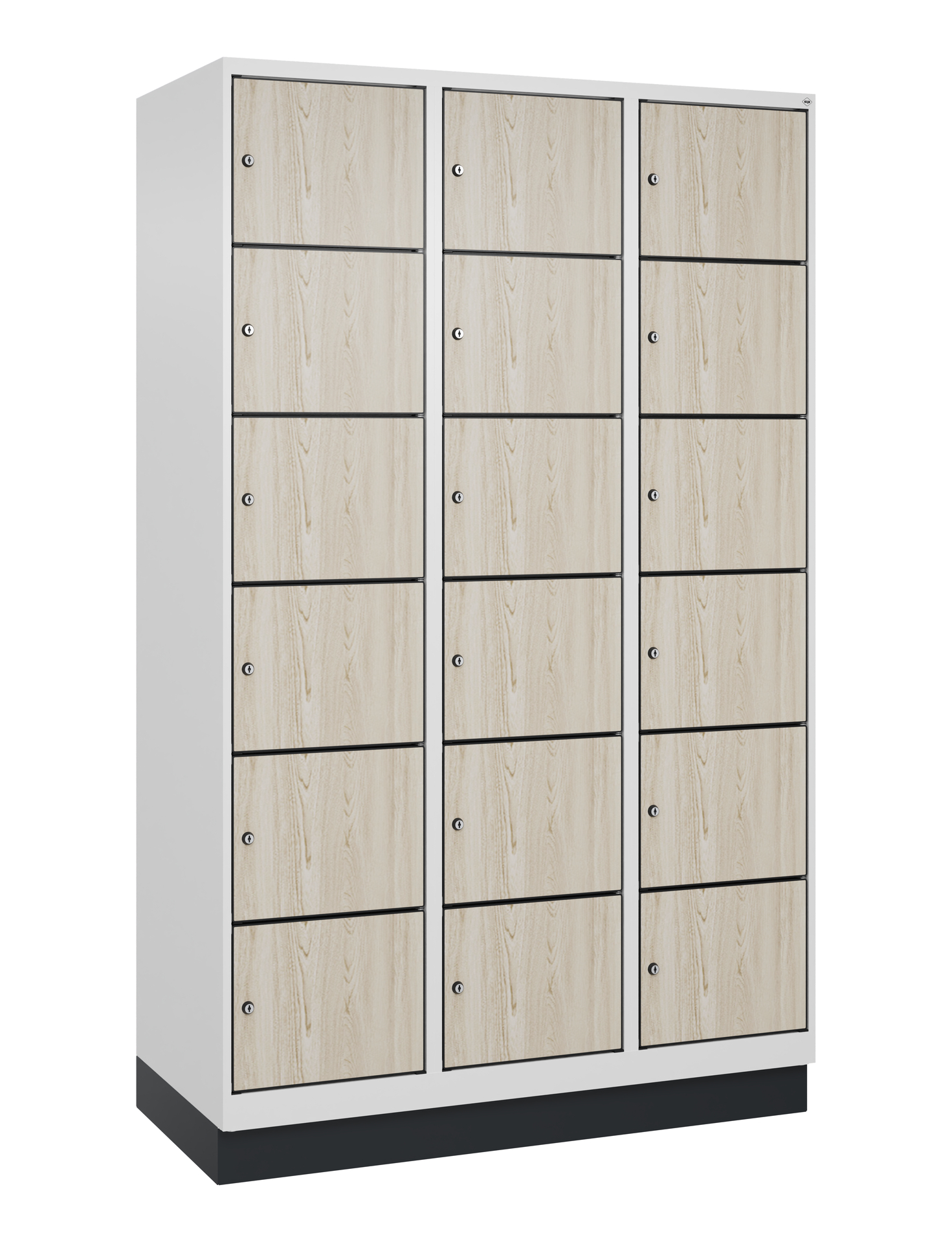 C+P Schlie�fachschrank Evolo PLUS, Sockel, 18 F�cher, 1950x1200x500mm
