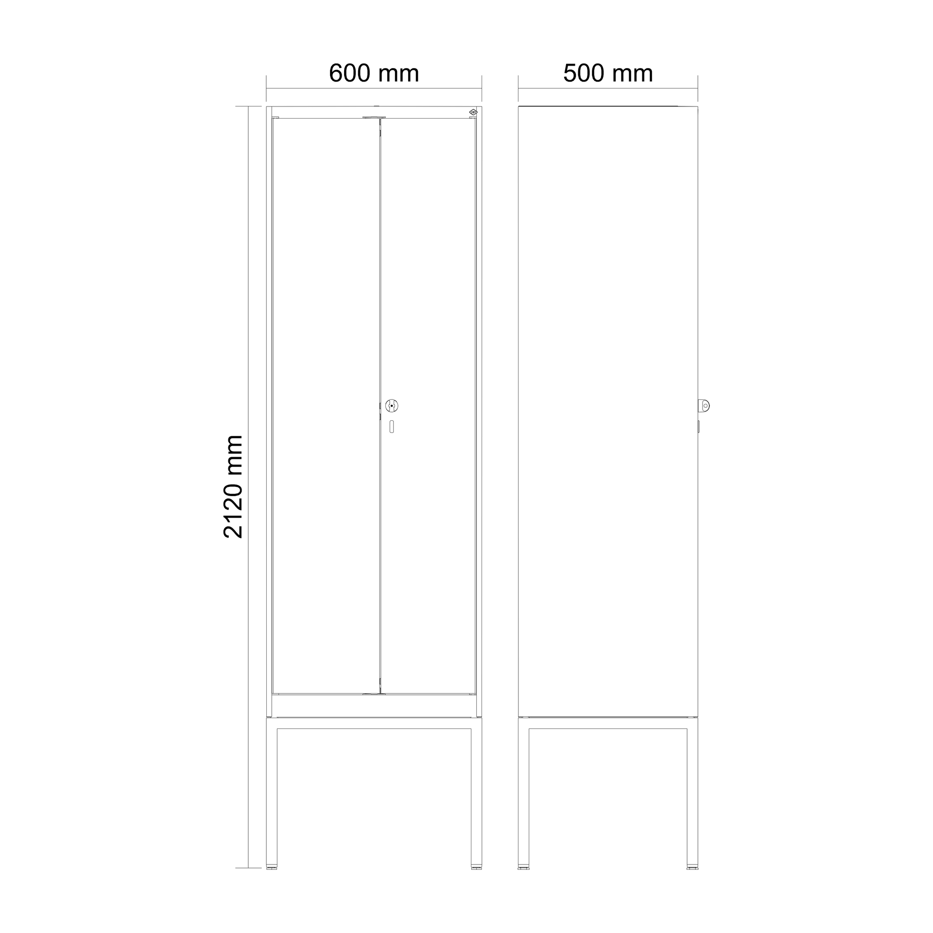 C+P Schwarz-Wei�-Spind Evolo PLUS, Gestell, 2 Abteile, 2120x600x500mm