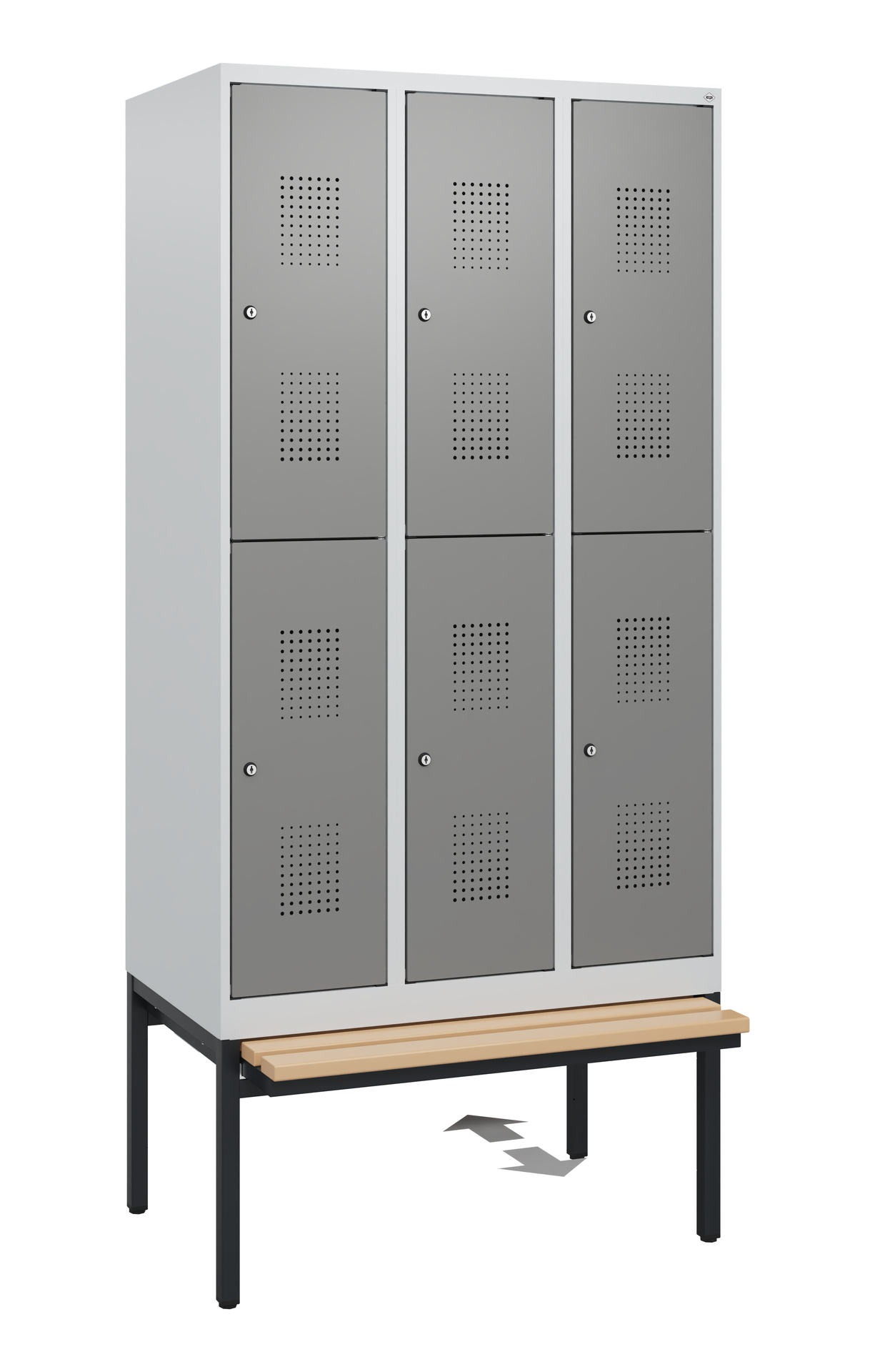 C+P Doppelstöckiger Spind Evolo PLUS, 6 Fächer, 1950x900x815mm