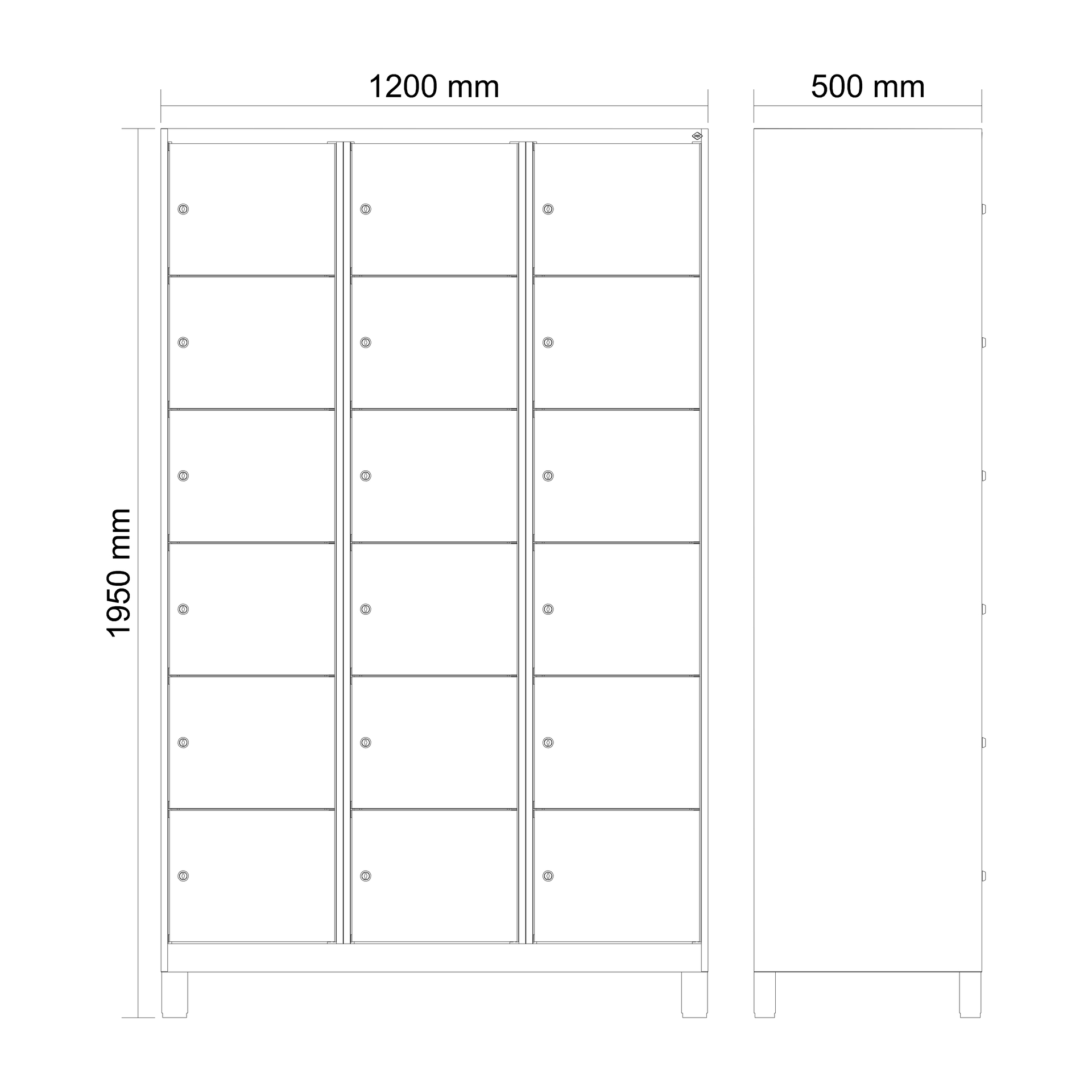 C+P Schlie�fachschrank Evolo PLUS, F��e, 18 F�cher, 1950x1200x500mm
